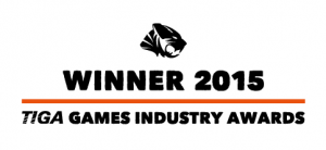 Logo used by Speech Graphics after their 2015 TIGA Awards win